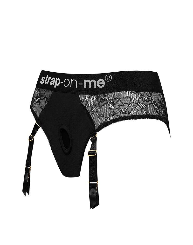 Мереживні трусики для страпона з підв&rsquo;язками для панчіх Strap-On-Me DIVA HARNESS - L