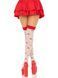 Чулки Leg Avenue Polka Dot Mushroom Thigh Highs, One Size, бело-красные, на резинке, рисунок &mdash; грибы
