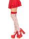 Чулки Leg Avenue Polka Dot Mushroom Thigh Highs, One Size, бело-красные, на резинке, рисунок &mdash; грибы