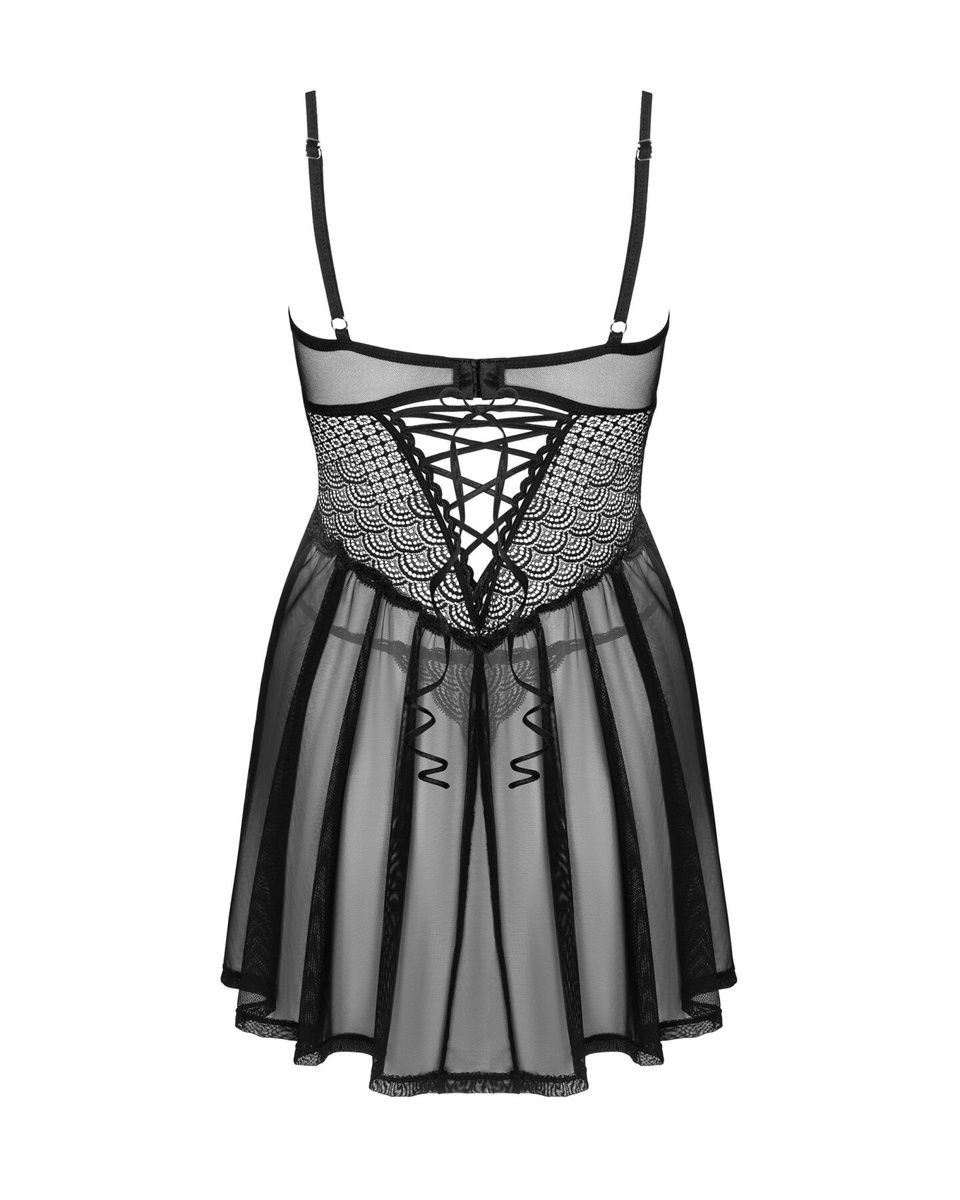 Эротический комплект Obsessive Chemeris babydoll & thong, пеньюар и стринги, XS/S