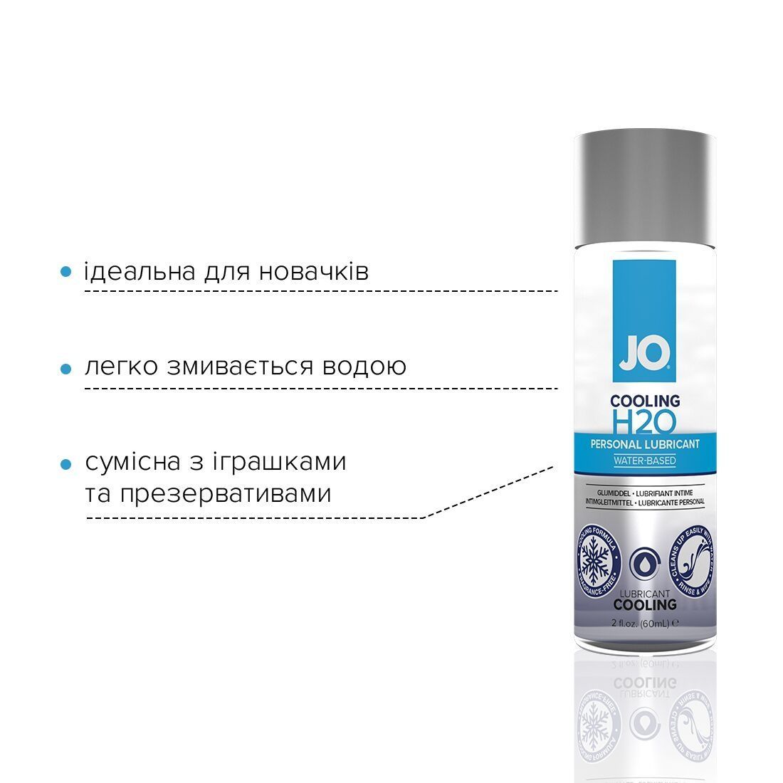 Охлаждающая смазка на водной основе JO H2O COOLING (60 мл) с ментолом, растительный глицерин