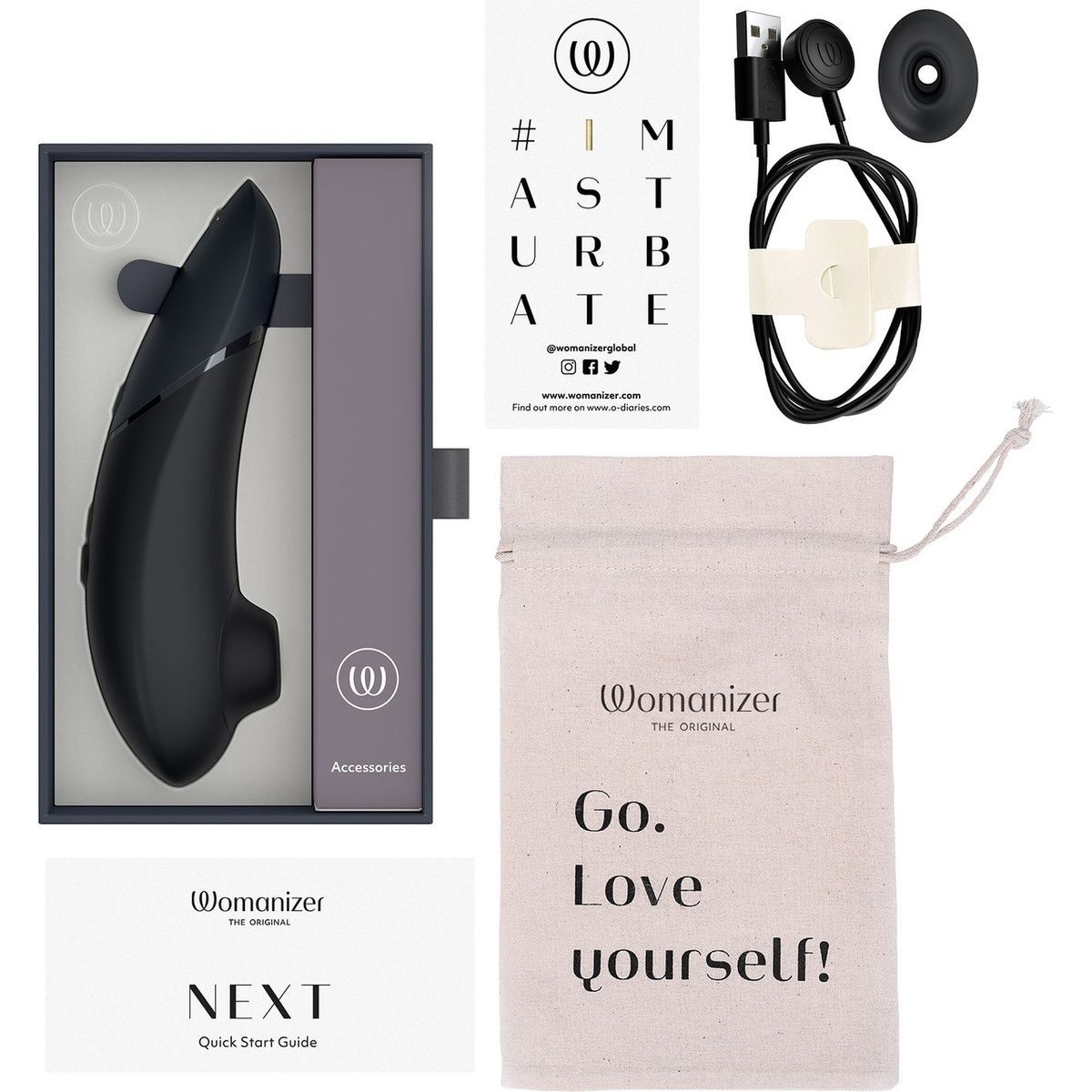 Вакуумный клиторальный стимулятор Womanizer Next Black, 3D Pleasure Air, 14 уровней интенсивности