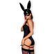 Еротичний костюм кролика Obsessive Bunny costume, black, боді, чокер, гартери, панчохи, маска, S/M