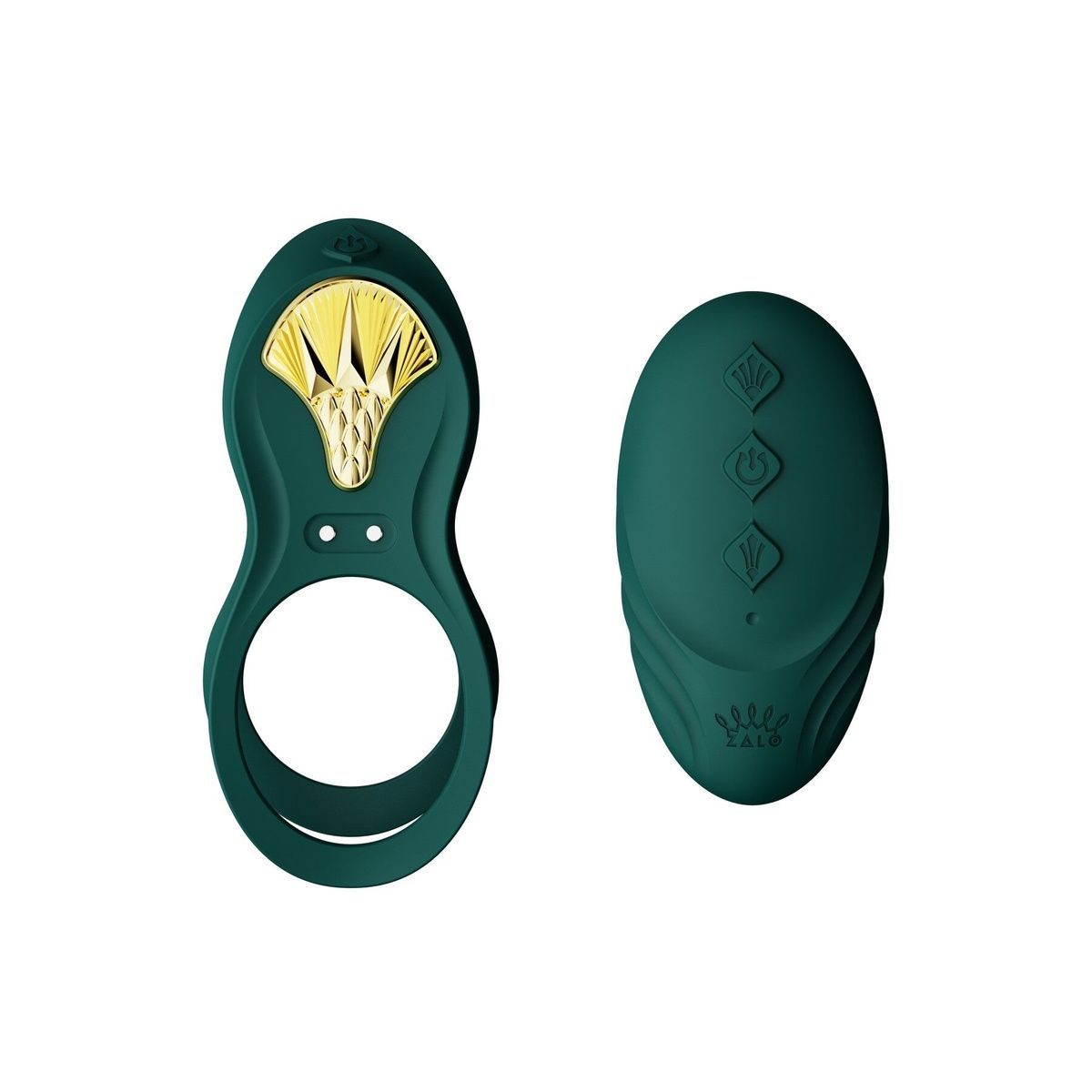 Смарт-ерекційне кільце Zalo - BAYEK Turquoise Green, подвійне з ввідною частиною, пульт ДК