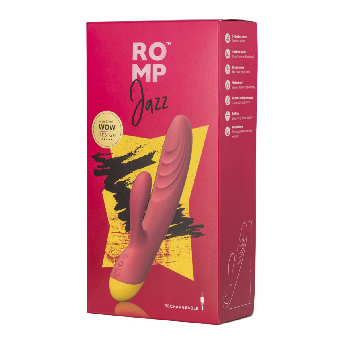 Вибратор-кролик Romp Jazz, гибкий, особенно мягкая головка, 10 вариантов стимуляции