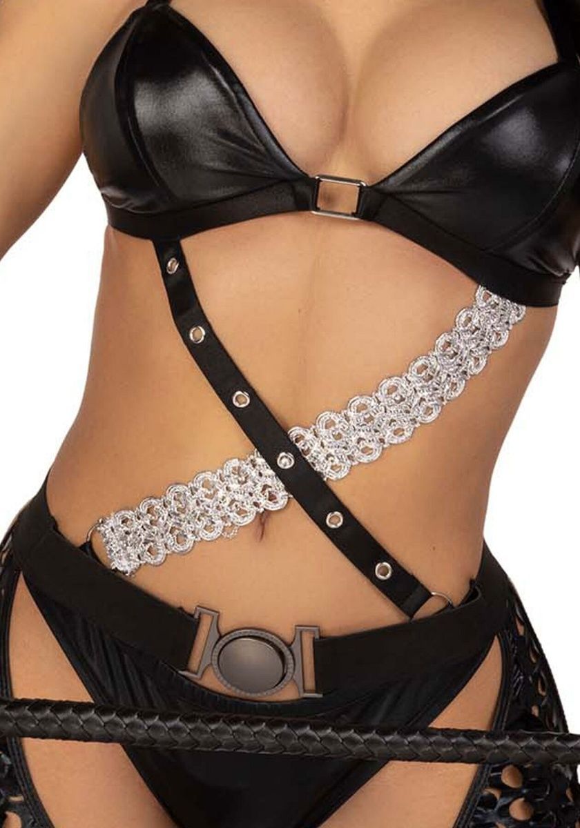 Еротичний костюм кішечки-пані Leg Avenue Mistress Kitty, рукавички, комбінезон, маска, XS
