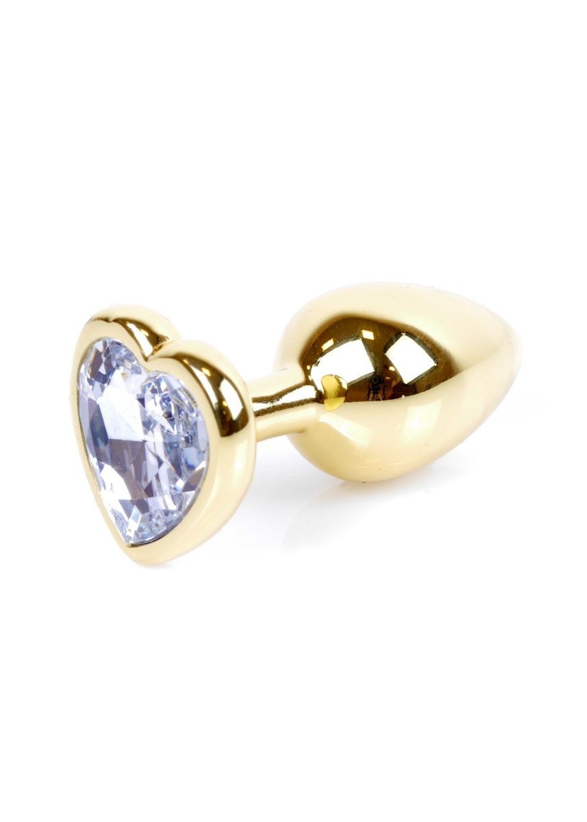 Анальная пробка Jewellery Gold Heart Plug Clear, 2,7 см