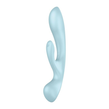 Двухсторонний вибратор-кролик Satisfyer Triple Oh Light Blue, 3 мотора, рукоятка-массажер