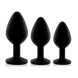 Набор силиконовых анальных пробок с кристаллом Rianne S: Booty Plug Set Black, диаметр 3,2см, 3,5см, 4,2см
