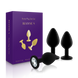 Набор силиконовых анальных пробок с кристаллом Rianne S: Booty Plug Set Black, диаметр 3,2см, 3,5см, 4,2см