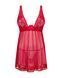 Прозора сорочка бебі-дол Obsessive Lacelove babydoll & thong Red, мереживо, стрінги, XS/S