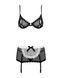 Еротичний костюм покоївки Obsessive Maidme set 5pcs, бюстгальтер, пояс з фартухом, панчохи, S/M