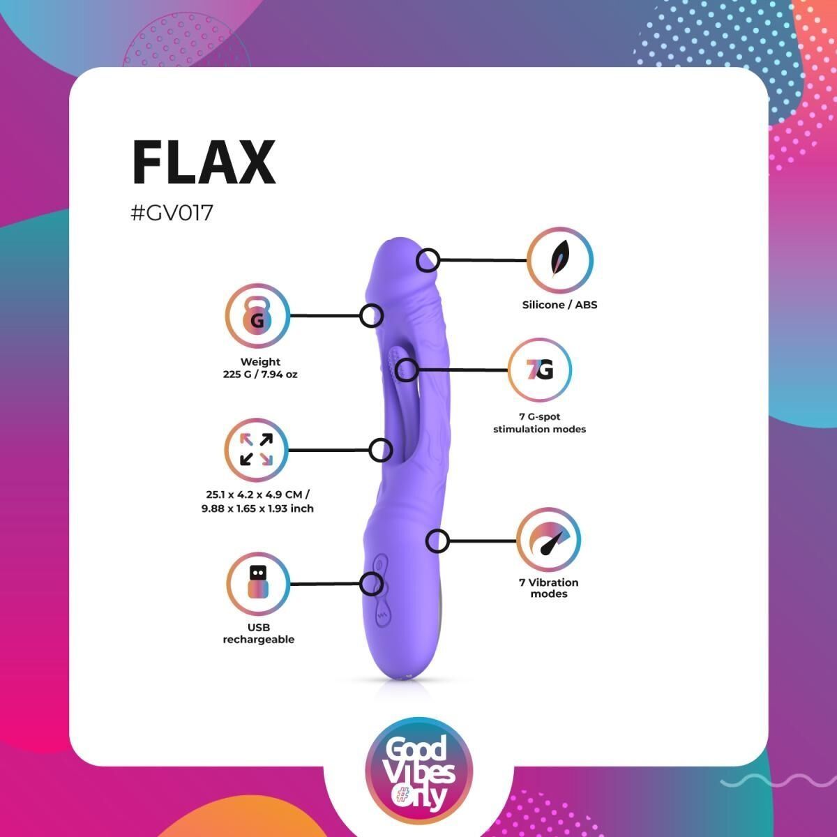 Вибратор Good Vibes Only - Flax Vibrating Dildo with G-Spot Stimulator