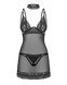 Сорочка Obsessive Donarella chemise & thong, кружевной лиф, чокер и стринги в комплекте, XS/S