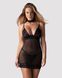 Сорочка Obsessive Donarella chemise & thong, кружевной лиф, чокер и стринги в комплекте, XS/S