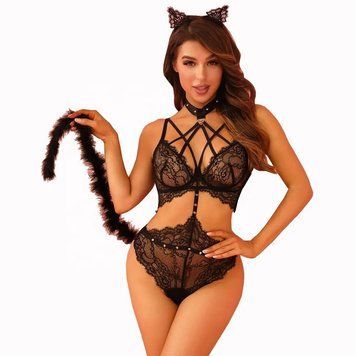 Эротический костюм кошечки JSY &laquo;Манящая Жаклин&raquo; One Size, боди, хвост, ушки, One size