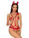 Еротичний костюм чортика зі стреп Obsessive Evilia teddy red L/XL
