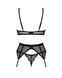 Комплект Obsessive Chemeris 3-pcs set, стринги, пояс для чулок, бюстгальтер, XS/S