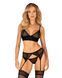 Комплект Obsessive Chemeris 3-pcs set, стринги, пояс для чулок, бюстгальтер, XS/S