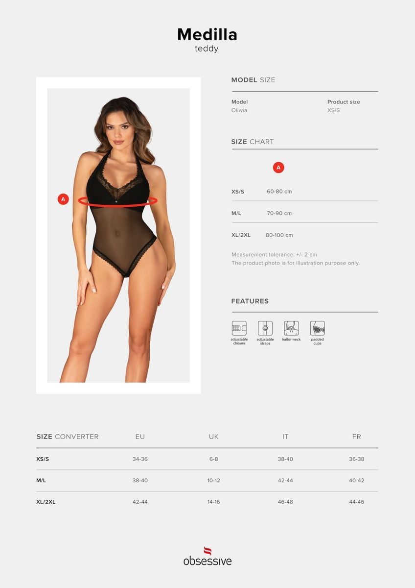 Боди Obsessive Medilla teddy  , XS/S