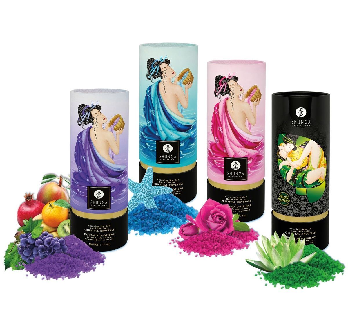 Пінлива сіль для ванни Shunga Dead Sea salt Oriental Crystals &mdash; Exotic Fruits (500 г)