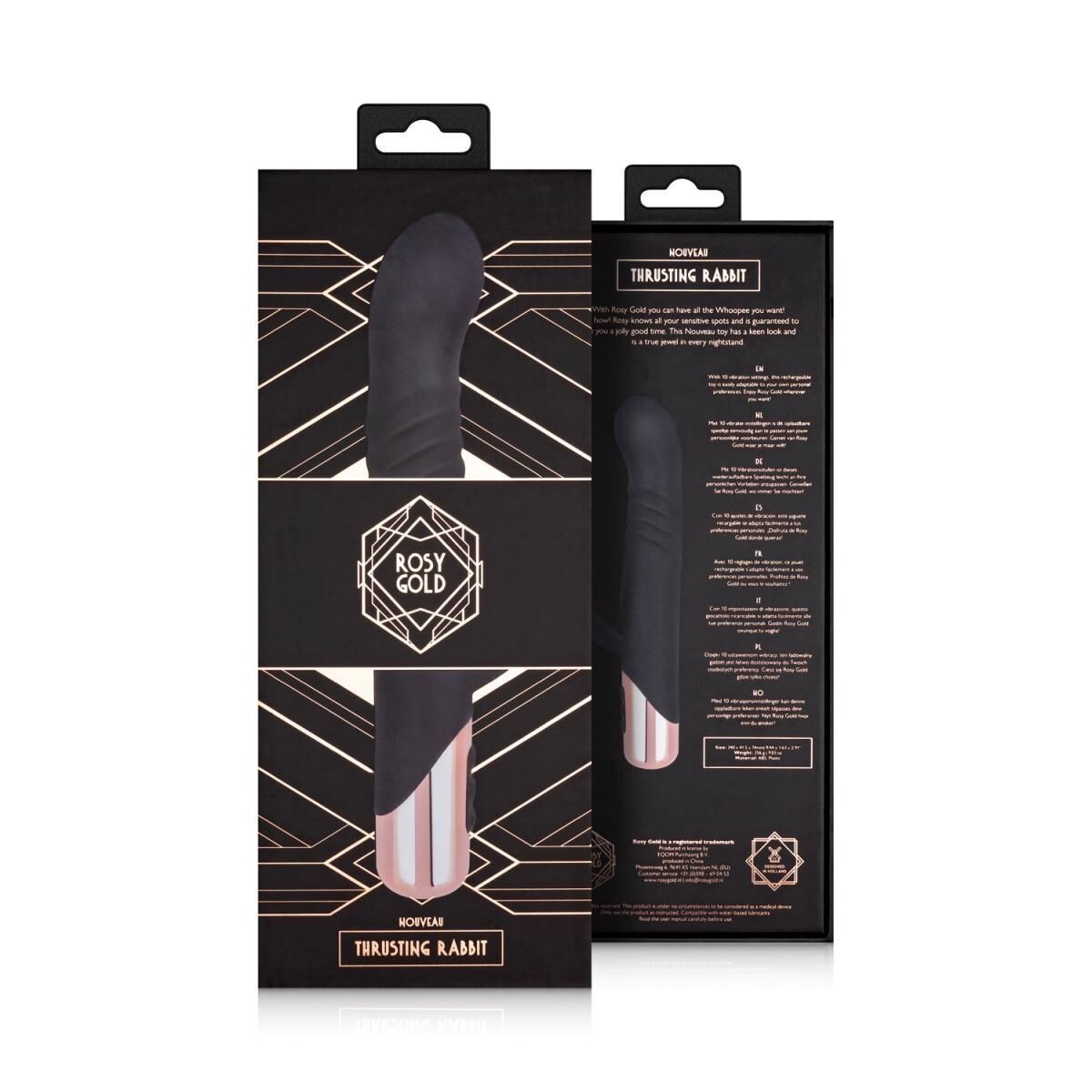 Вібратор-кролик Rosy Gold з імітацією фрикцій - Rabbit Vibrator with thrusting function - Black