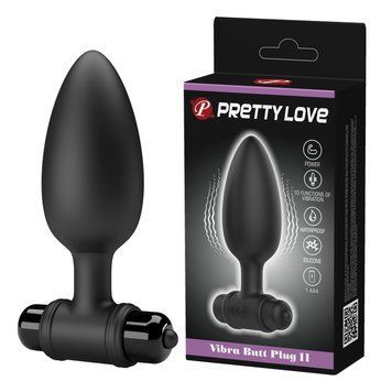 Анальная пробка Pretty Love Vibra Butt Plug II Black - 3,8 см