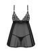 Сорочка беби-долл Obsessive Blomentis babydoll & thong, кружевной лиф, стринги в комплекте, XS/S