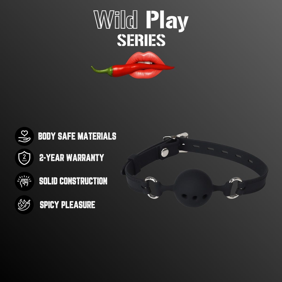 Кляп Erospace Wild Play Mouth Gag With Silicone Ball C14