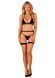 Комплект білизни Obsessive Selinne 3-pcs set  Black, бюстгальтер, стрінги пояс для панчіх, XS/S