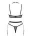 Комплект білизни Obsessive Selinne 3-pcs set  Black, бюстгальтер, стрінги пояс для панчіх, XS/S