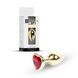 Анальная пробка Jewellery Gold Heart Plug Red, d 2,7 см