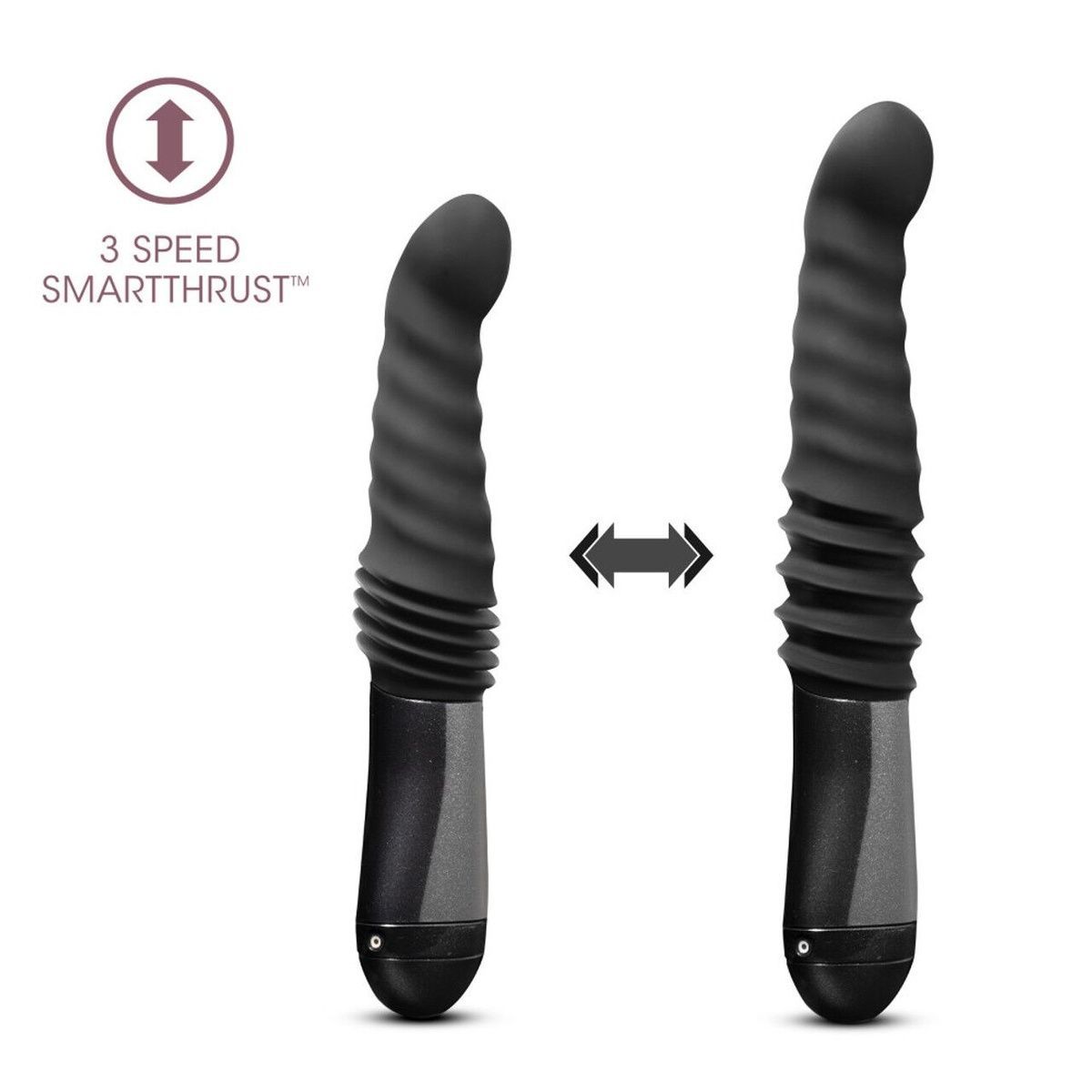Пульсатор Blush Temptasia &ndash; Lazarus Thrusting Dildo &ndash; Black, ребристий стовбур, 3 швидкості