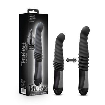 Пульсатор Blush Temptasia &ndash; Lazarus Thrusting Dildo &ndash; Black, ребристый ствол, 3 скорости
