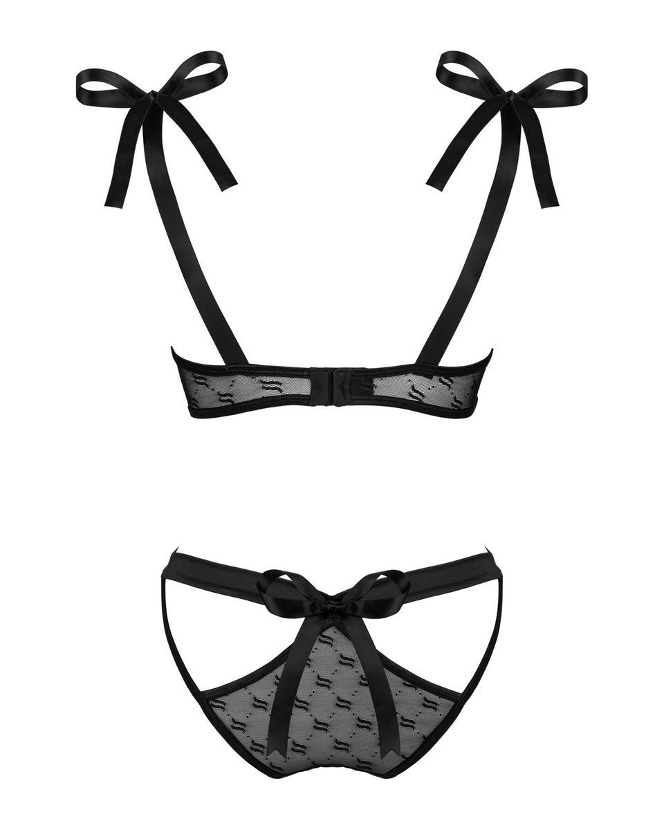 Напівпрозорий еротичний комплект Obsessive Obsessivia 2-pcs set black, бюстгальтер та трусики, S/M