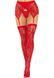 Комплект Leg Avenue Lace thigh highs & garterbelt, One Size, червоний, панчохи та пояс з пажами