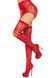 Комплект Leg Avenue Lace thigh highs & garterbelt, One Size, червоний, панчохи та пояс з пажами