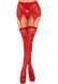 Комплект Leg Avenue Lace thigh highs & garterbelt, One Size, червоний, панчохи та пояс з пажами