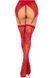 Комплект Leg Avenue Lace thigh highs & garterbelt, One Size, червоний, панчохи та пояс з пажами