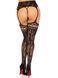 Колготки-панчохи Leg Avenue French Rose Backseam Garter Belt Stockings, чорні, One Size, з доступом