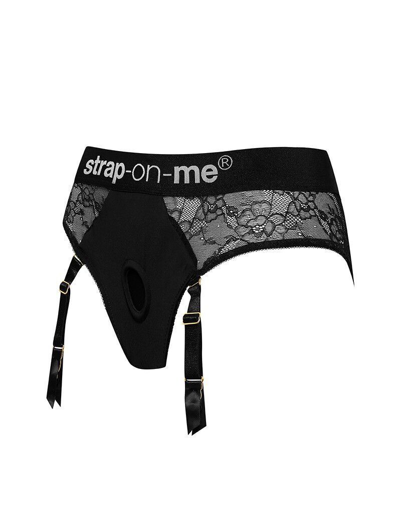 Мереживні труси для страпона з підв'язками для панчіх Strap-On-Me DIVA HARNESS - S