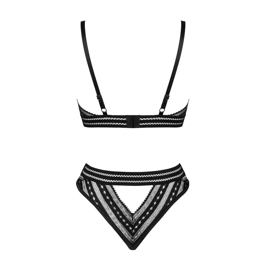 Комплект белья Obsessive Natilya 2-pcs set, black, бюстгальтер, трусики, XS/S