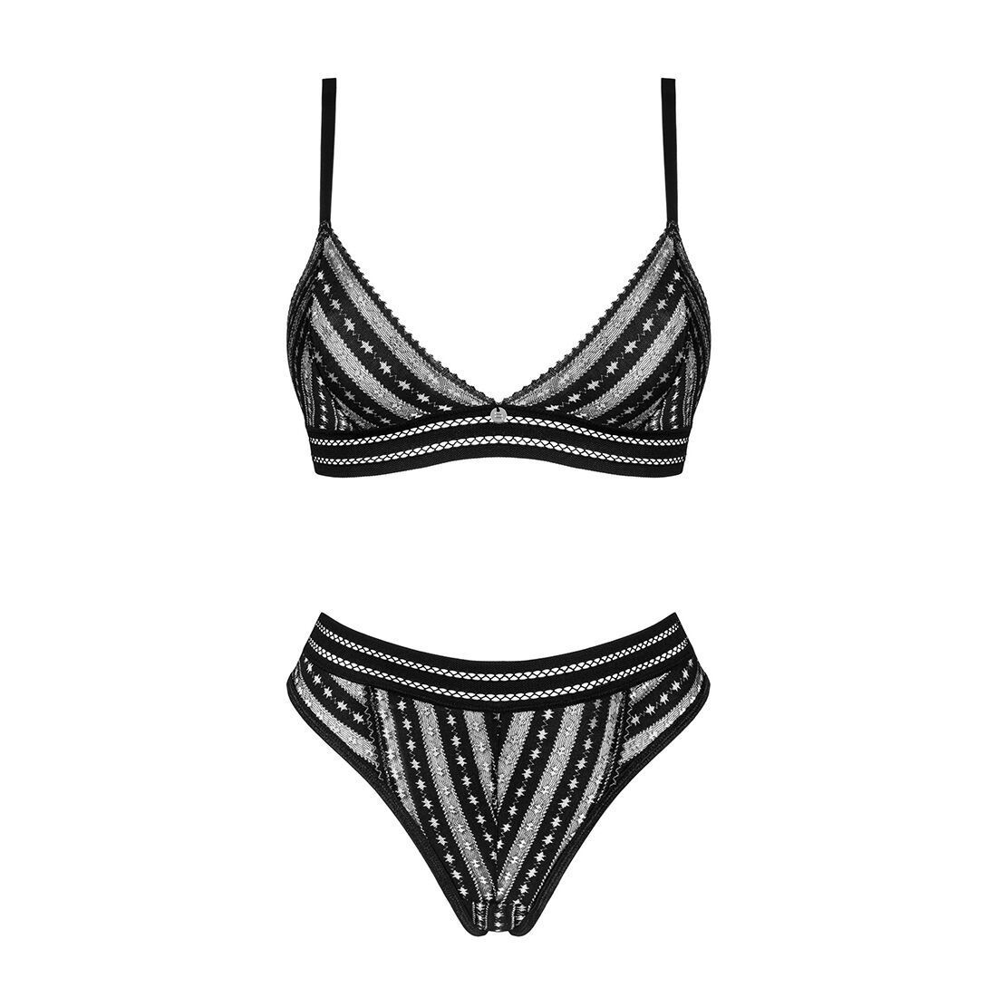 Комплект белья Obsessive Natilya 2-pcs set, black, бюстгальтер, трусики, XS/S