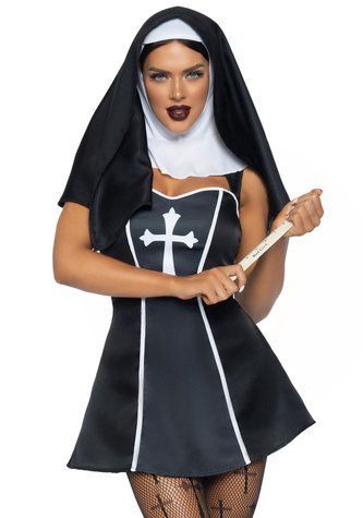 Костюм монашки Leg Avenue Naughty Nun, платье, головной убор, XS