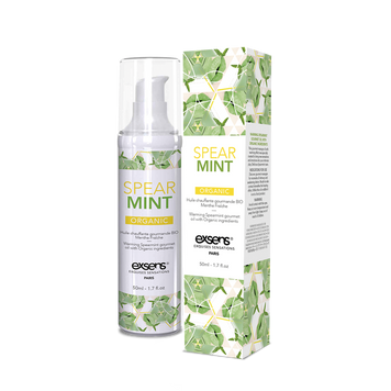 Массажное масло EXSENS Organic Spear Mint 50мл разогревающее, без сахара, без парабенов, съедобное