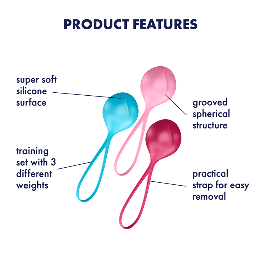 Вагінальні кульки Satisfyer Strengthening Balls (3шт), діаметр 3,8 см, маса 62-82-98г, монолітні