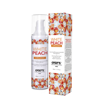 Массажное масло EXSENS Organic White Peach 50 мл разогревающее, без сахара, без парабенов, съедобное