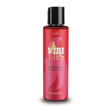 Согревающий массажный гель Sensuva Sizzle Lips Strawberry (125 мл), без сахара, съедобный