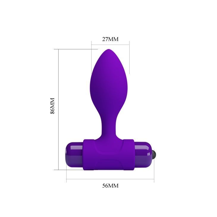 Анальная пробка Pretty Love Vibra Butt Plug Purple, 2.7 см