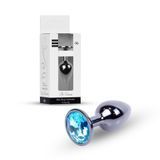 Анальная пробка Jewellery Dark Silver PLUG Light Blue, d 2,7 см.